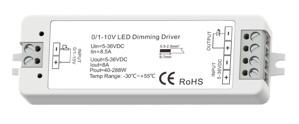 DIMMER LED 0-10v 12-36v 8A PWM